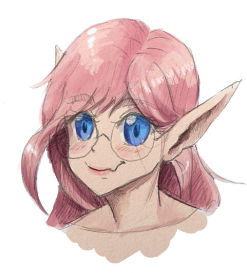 Elf anime girl mixed media