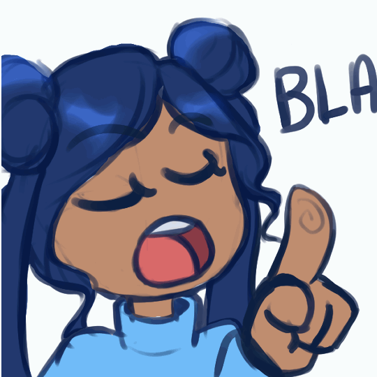 chernognica profile image displaying a digital pokemon-style painting of a tanned girl with blue eyes and dark blue long hair